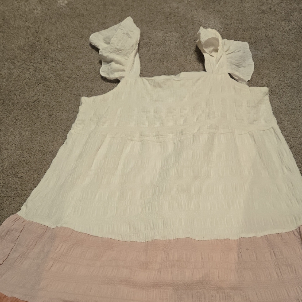 Ladies  White and Pink Ruffle Sundress
